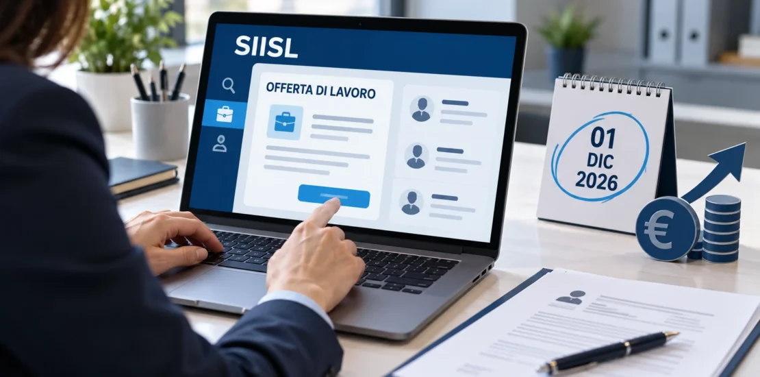 Responsabile del personale consulta sul portale SIISL un’offerta di lavoro in vista dell’assunzione agevolata dal 1° dicembre 2026