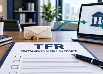 Modulo TFR con indicazione “Trattamento di fine rapporto” e simboli della somma accantonata e della previdenza complementare